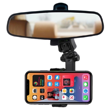 Adjustable 360-Degree Rear View Mirror Car Holder - 58-90mm - Black