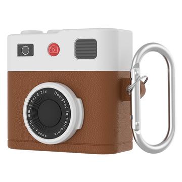 AirPods 4/AirPods 5 Retro Camera Design Liquid Silicone Case - Brown