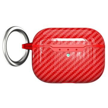 AirPods Pro 2 TPU Case with Carabiner - Carbon Fiber - Red