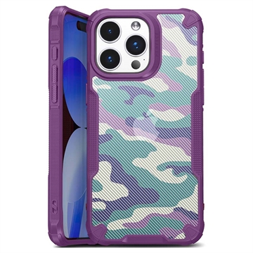 iPhone 15 Pro Anti-Shock Hybrid Case - Camouflage - Purple