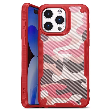 iPhone 15 Pro Anti-Shock Hybrid Case - Camouflage - Red