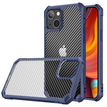 Anti-Shock iPhone 14 Pro Hybrid Case - Carbon Fiber - Blue