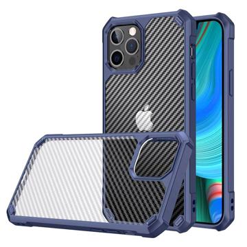 Anti-Shock iPhone 14 Pro Max Hybrid Case - Carbon Fiber - Blue