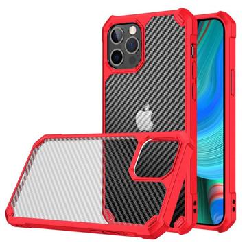 Anti-Shock iPhone 14 Pro Max Hybrid Case - Carbon Fiber - Red
