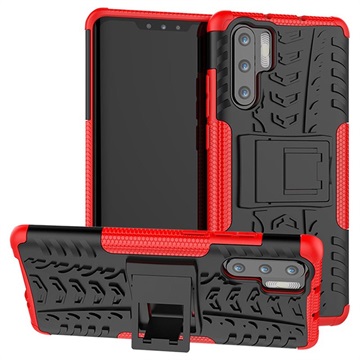 Huawei P30 Pro Anti-Slip Hybrid Case with Kickstand - Red / Black