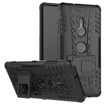 Anti-Slip Sony Xperia XZ3 Hybrid Case with Stand - Black