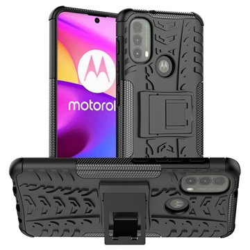 Anti-Slip Motorola Moto E20/E30/E40 Hybrid Case with Stand - Black