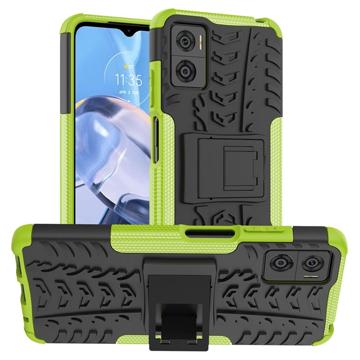 Anti-Slip Motorola Moto E22/E22i Hybrid Case with Stand - Green / Black