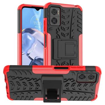 Anti-Slip Motorola Moto E22/E22i Hybrid Case with Stand - Red / Black