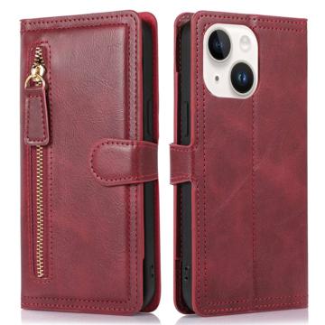 Zipper Pocket iPhone 14 Plus Wallet Case - Red
