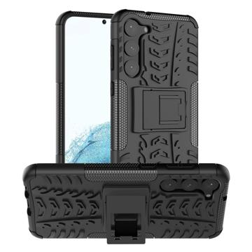 Anti-Slip Samsung Galaxy S23+ 5G Hybrid Case with Kickstand - Black