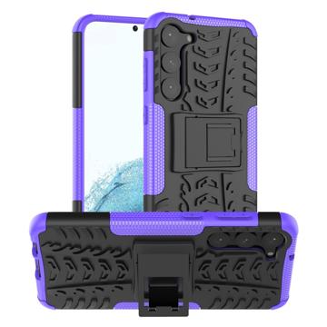 Anti-Slip Samsung Galaxy S23+ 5G Hybrid Case with Kickstand - Purple / Black