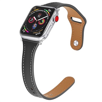 Apple Watch 9/8/SE (2022)/7/SE/6/5/4/3/2/1 Premium Leather Strap - 41mm/40mm/38mm - Black