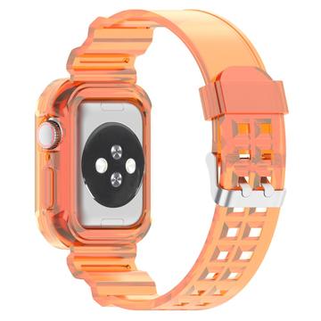 Apple Watch Series 10 Replacement Silicone Strap with Integrated Frame - 42mm - Transparent Orange
