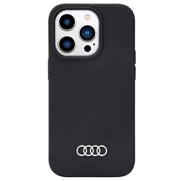 iPhone 14 Pro Max Audi Metal Logo Silicone Case - Black