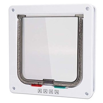 Auto-Lock Pet Screen Door with 4-Way Locking System for Cats and Small Dogs - S - White