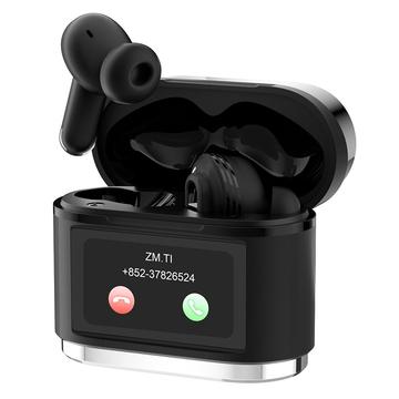 BD2 Smart Digital Display Wireless Bluetooth Headset - Touch Screen, ANC & ENC Noise Cancelling - Silver