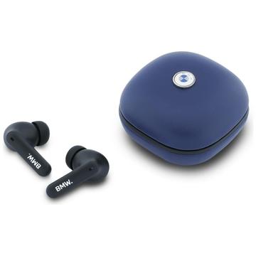 BMW Leather Metal Logo ENC True Wireless Earphones - Blue