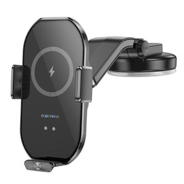 BOROFONE BH206 Wireless Car Charger Infrared Auto-Clamping Car Mount Fast Charging Dashboard Phone Holder