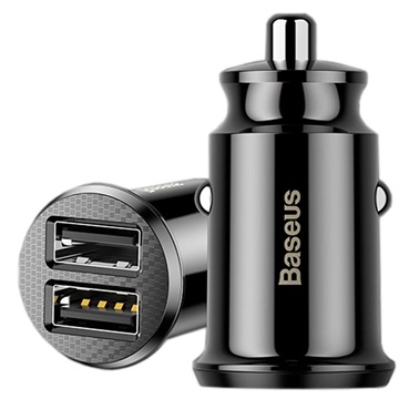 Baseus Grain Mini Smart Dual USB Car Charger - 3.1A - Black