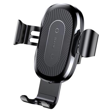 Baseus Gravity Air Vent Car Holder / Qi Wireless Charger - Black