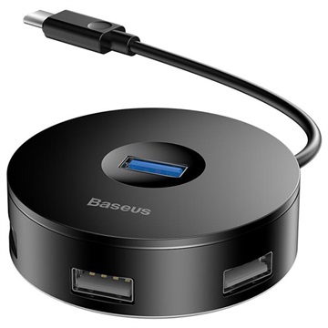 Baseus Round Box 4-port USB 3.0 Hub with USB-C Cable - Black