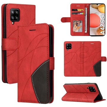 Bi-Color Series Samsung Galaxy A42 5G Wallet Case - Red
