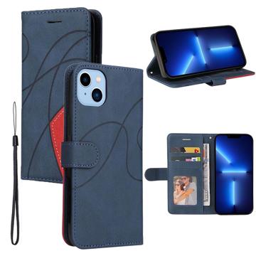 Bi-Color Series iPhone 14 Plus Wallet Case - Blue