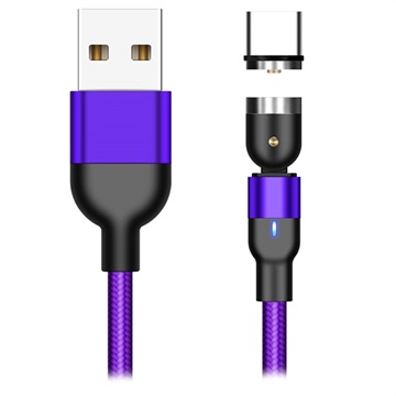 Braided Rotary Magnetic USB Type-C Cable - 2m (Open-Box Satisfactory) - Purple