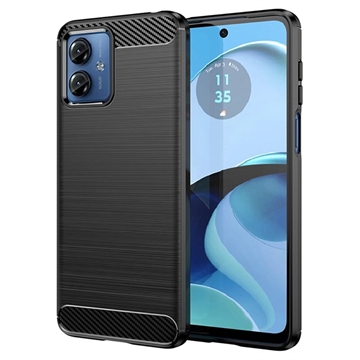 Motorola Moto G14 Brushed TPU Case - Carbon Fiber - Black