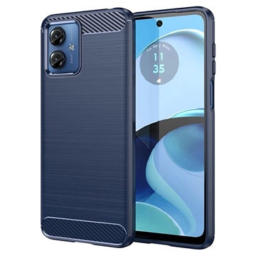 Motorola Moto G14 Brushed TPU Case - Carbon Fiber - Blue