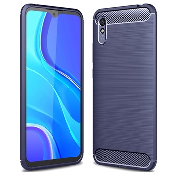 Xiaomi Redmi 9A Brushed TPU Case - Carbon Fiber - Blue