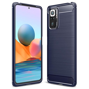 Xiaomi Redmi Note 10 Pro Brushed TPU Case - Carbon Fiber - Blue
