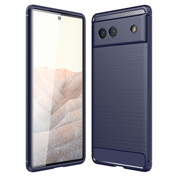 Google Pixel 6a Brushed TPU Case - Carbon Fiber - Blue