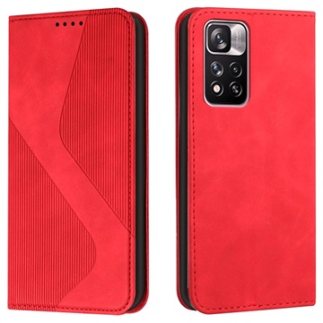 Business Style Xiaomi Redmi Note 11 Pro/Note 11 Pro+ Wallet Case - Red