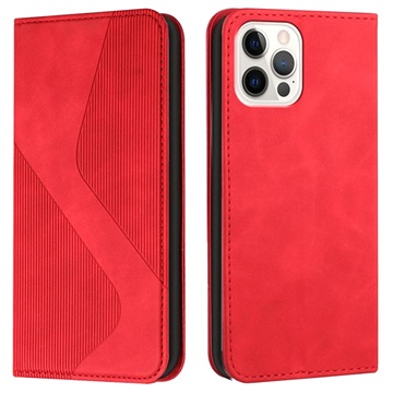 Business Style iPhone 13 Pro Max Wallet Case - Red