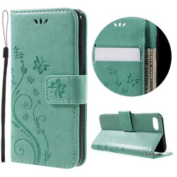 iPhone 7/8/SE (2020)/SE (2022) Butterfly Series Wallet Case - Cyan