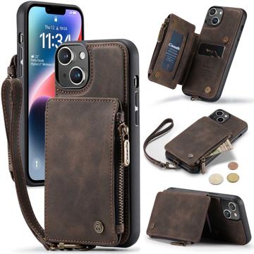 Caseme C20 Zipper Pocket iPhone 14 Hybrid Case - Brown