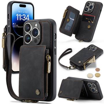 Caseme C20 Zipper Pocket iPhone 14 Pro Hybrid Case - Black