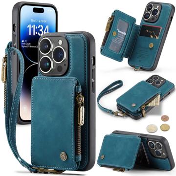 Caseme C20 Zipper Pocket iPhone 14 Pro Hybrid Case - Blue
