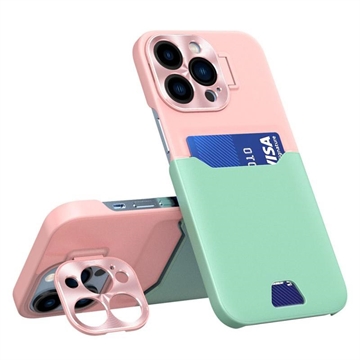 CamStand iPhone 14 Pro Case with Card Slot - Pink / Mint Green