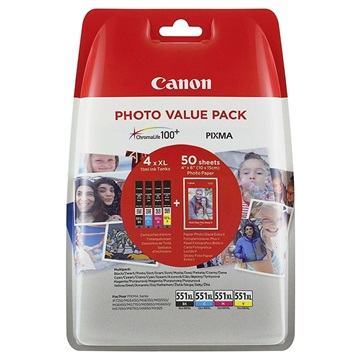 Canon CLI-551XL Photo Value Multipack Ink Cartridge 6443B006 - 4 Colours