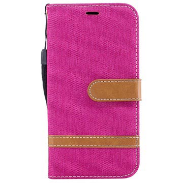Samsung Galaxy J3 (2017) Canvas Diary Wallet Case - Hot Pink