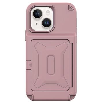 iPhone 14 Hybrid Case with Hidden Mirror & Card Slot - Pink