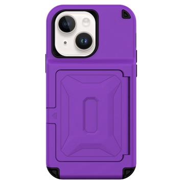 iPhone 14 Hybrid Case with Hidden Mirror & Card Slot - Purple