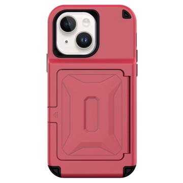 iPhone 14 Hybrid Case with Hidden Mirror & Card Slot - Red