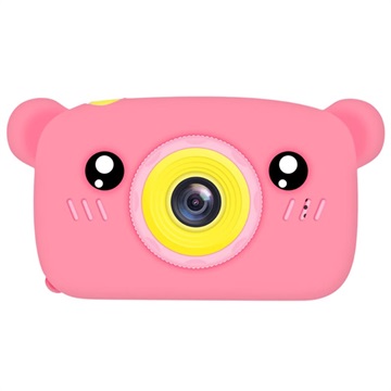Cartoon HD Camera for Kids with 3 Games - 12MP (Open-Box Satisfactory) - Bear / Pink