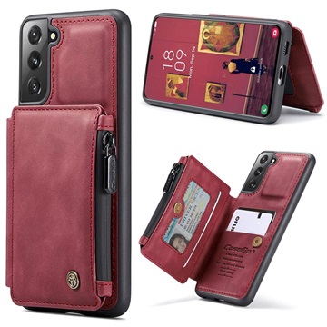 Caseme C20 Zipper Pocket Samsung Galaxy S22 5G Hybrid Case - Wine Red
