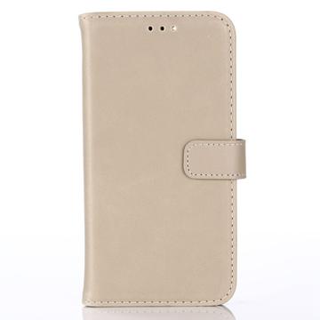 iPhone 14 Plus Wallet Case with Magnetic Closure - Beige