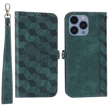Rhombus Series iPhone 14 Pro Wallet Case - Green